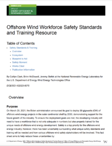 Offshore Wind Workforce Safety Standards and Training Resource
